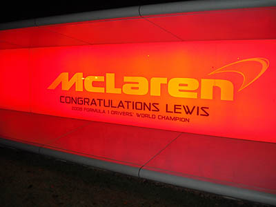 McLaren HQ Congratulations Sign